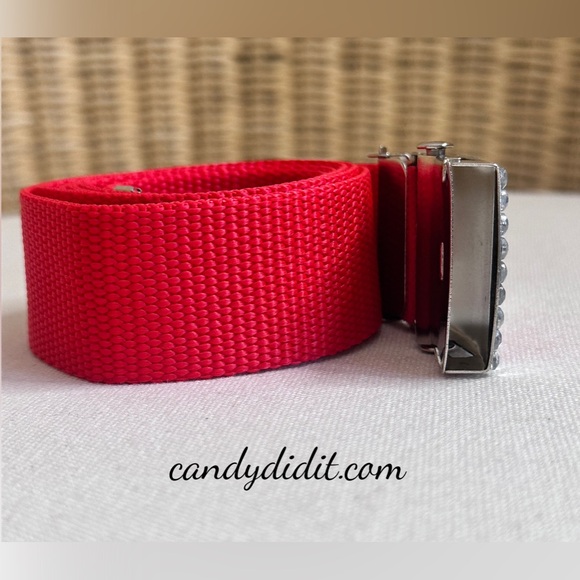 NWT Candy Did It! Handmade Red Star Crystal Adjustable Buckle Belt - Picture 6 of 8